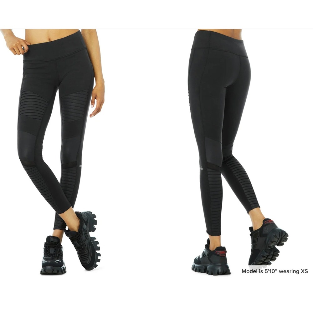 Alo Women Moto Legging Black High Waist Yoga Size S